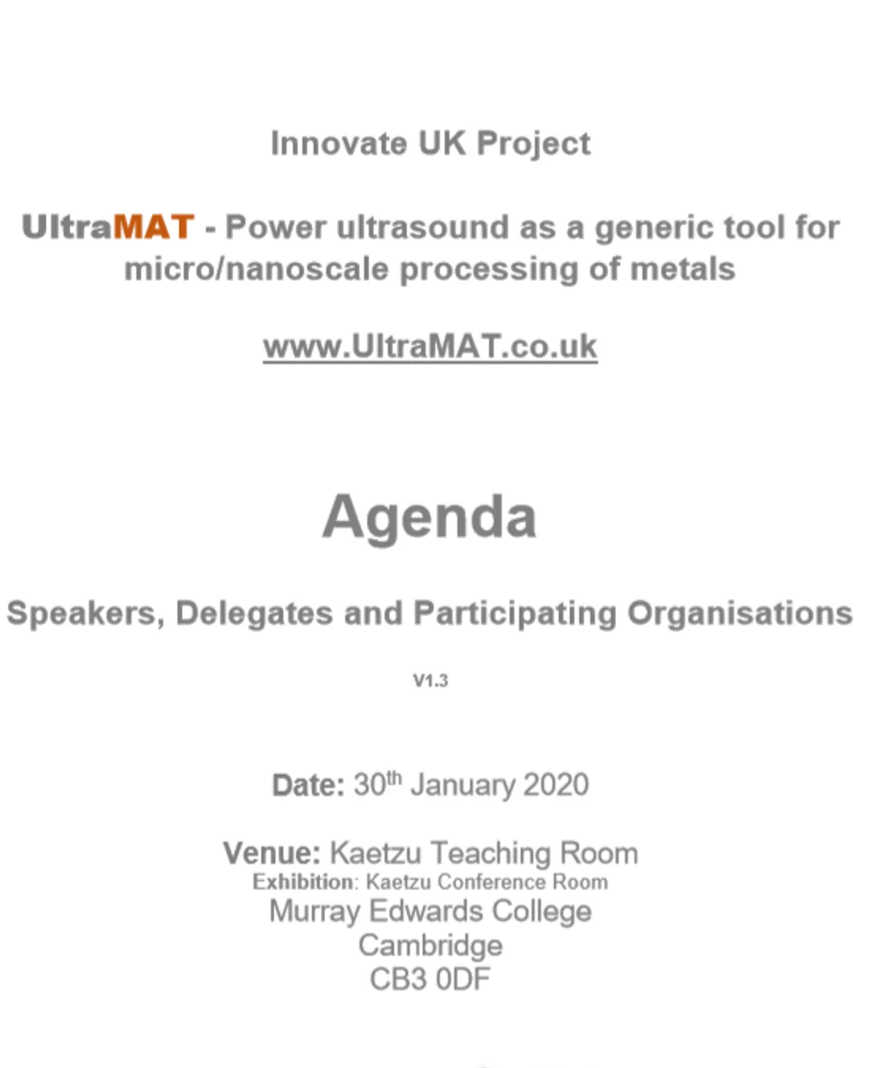 Cover for UltraMAT Launch