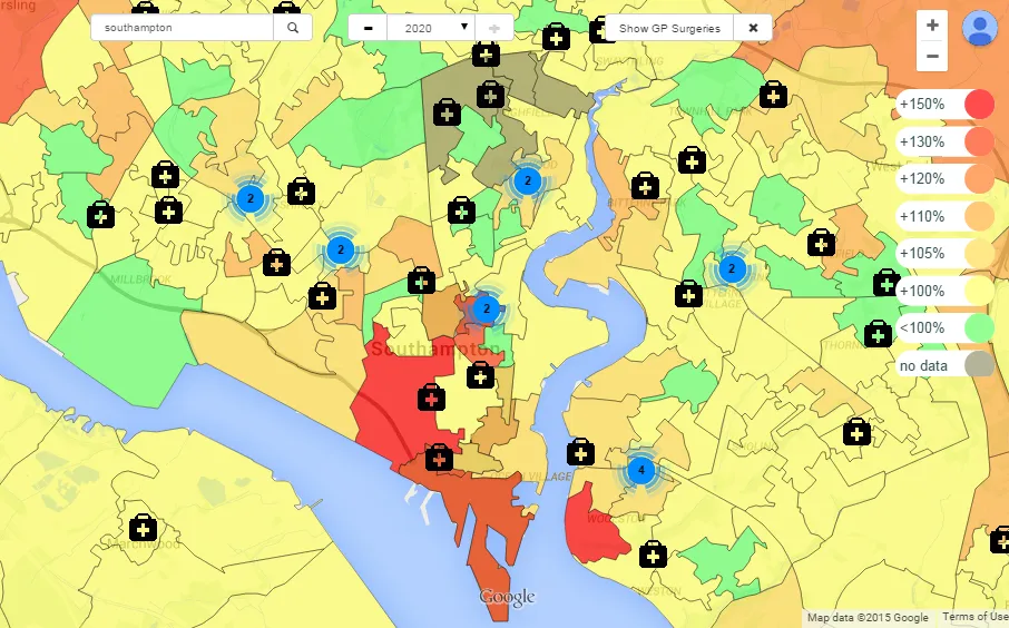Care Workforce Analytics — GP practice map